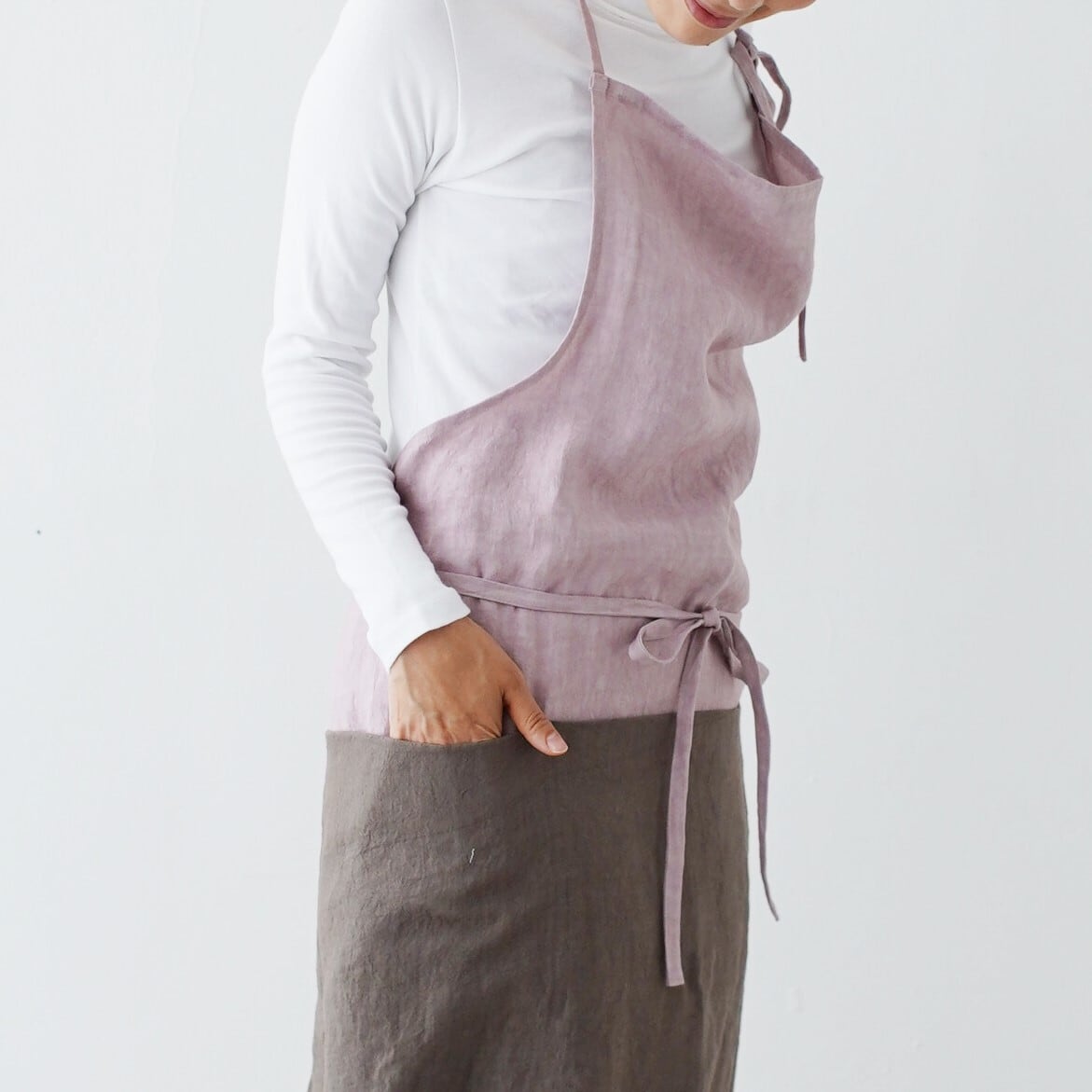 チムニーエプロン　chimney apron / リネン　linen / grayish pink　グレイッシュピンク