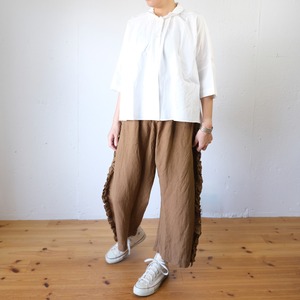 LABORATORY( ラボレイトリー) COTTON JACQUARD ORDINARY WIDE SHIRT BLOUSE LA393(ホワイト)