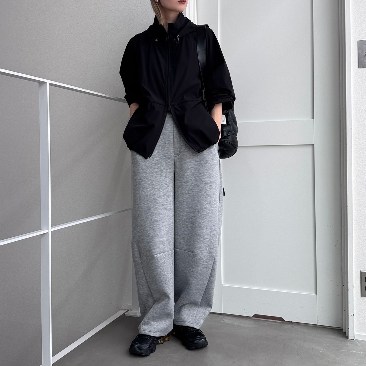 多機能ナイロンWジップPK/ブラック