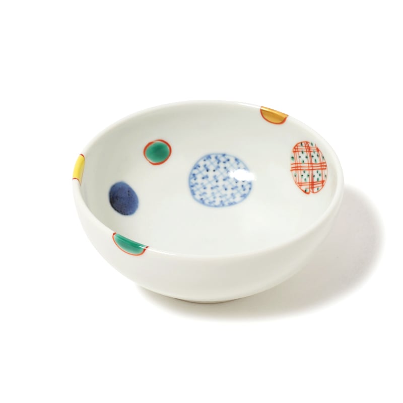 新品未使用】有田焼 染錦丸紋4寸小鉢 5客揃 （福珠窯）