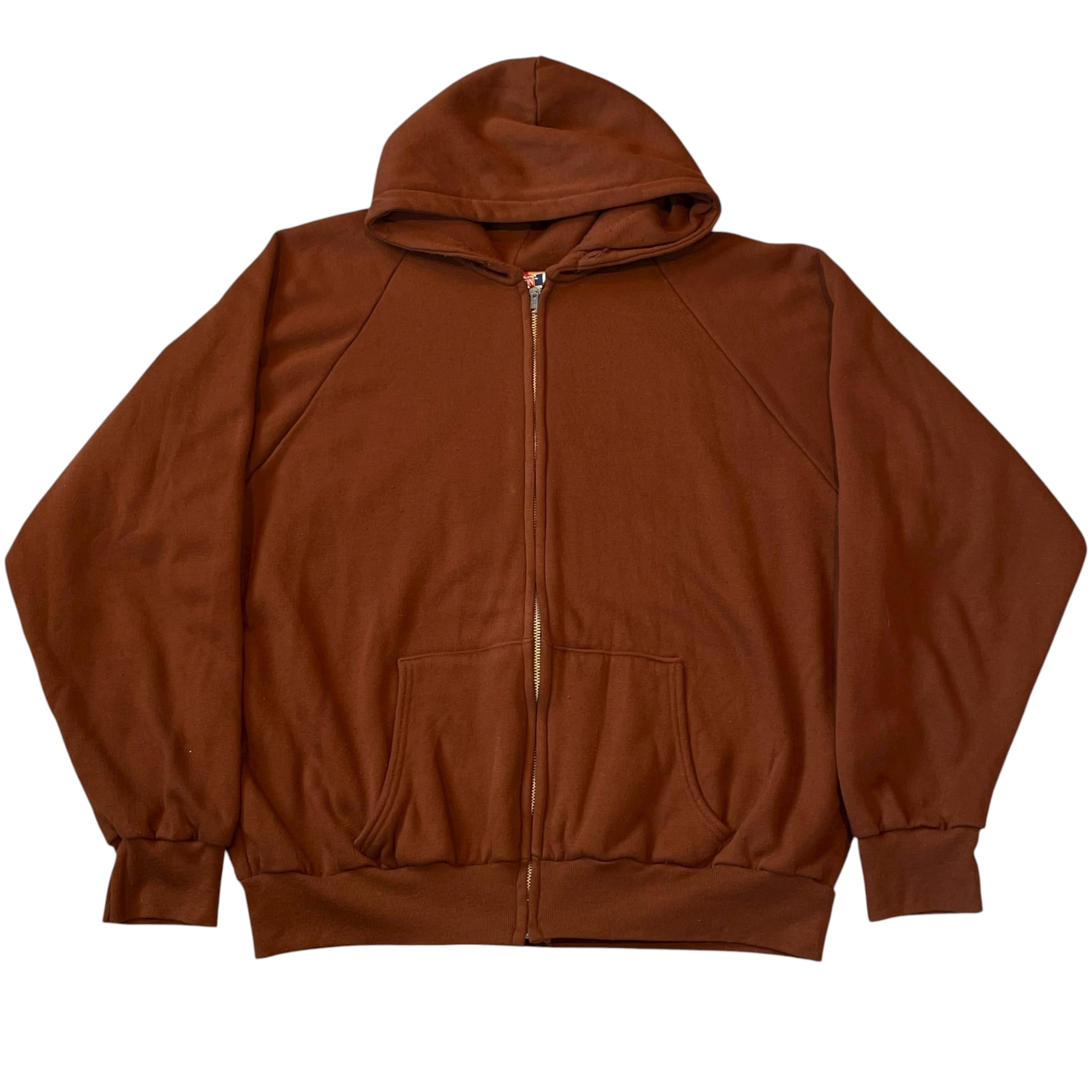 Made in USA !!! 90s AMERICAN EDITION "Brown" lining thermal zip hoodie