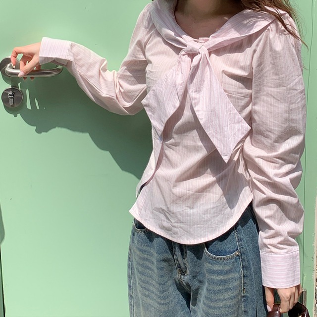scarf tie design sweet stripe shirt  e1906