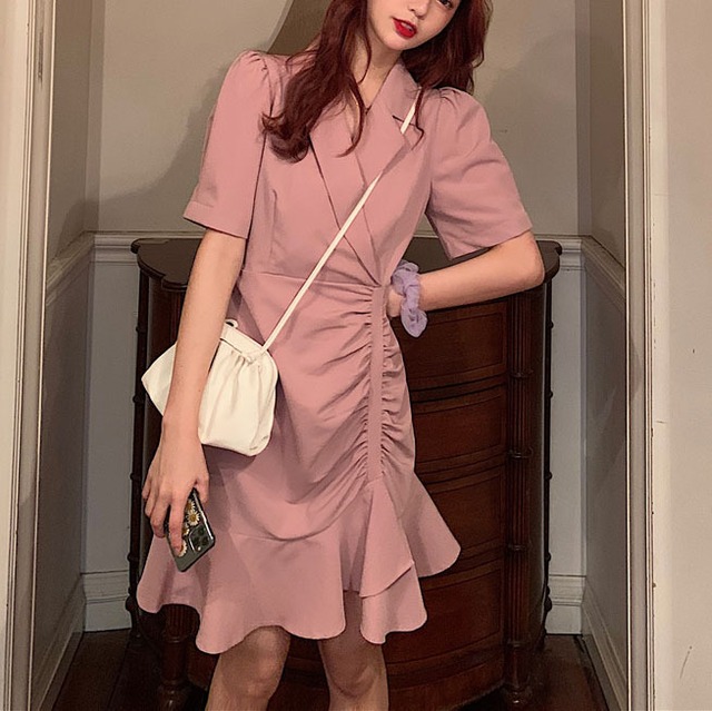 プリーツデザインワンピース　A0800