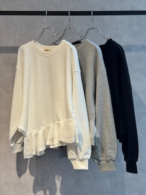 tulle docking irregular frill hem sweat pullover
