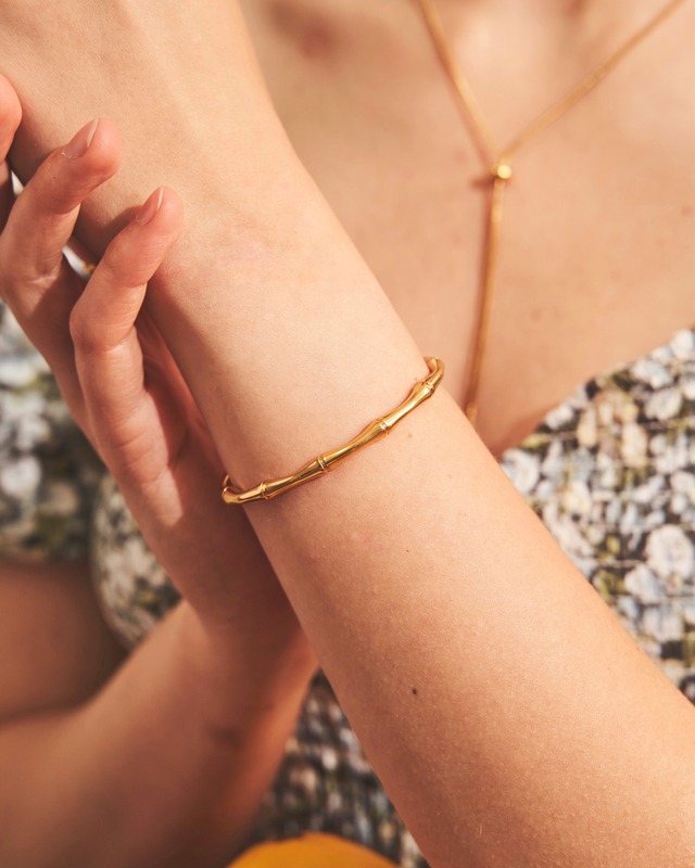 316L Bamboo bracelet【GOLD】#b67