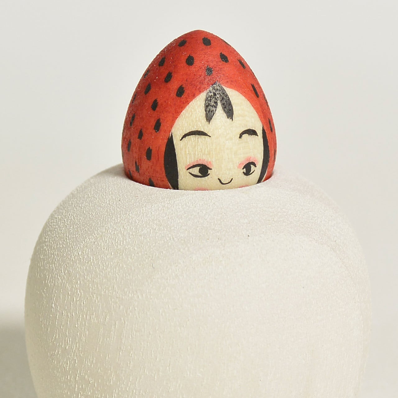 イチゴ大福ちゃんこけし 約1.5寸 約4.5cm 鈴木明 工人（作並系）#2490