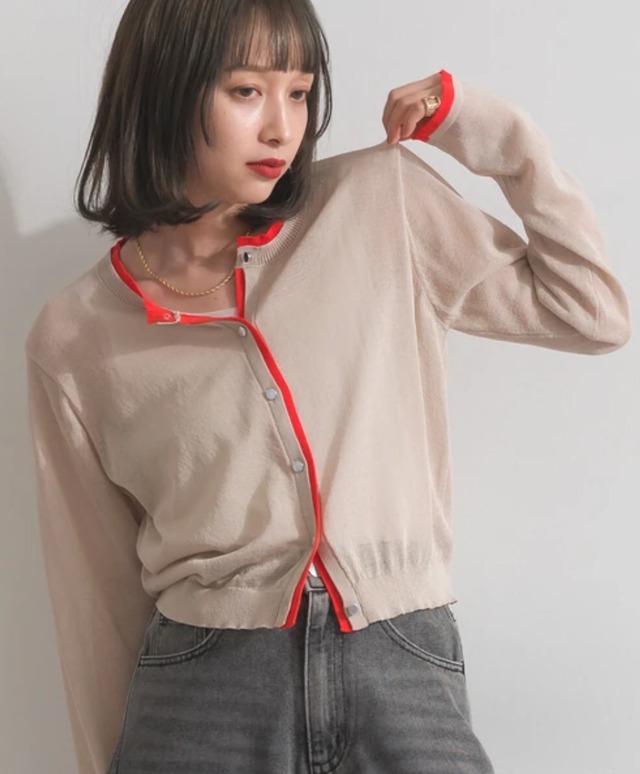 ナンバーミーTOKYO" SHEER BY COLOR  KNIT CARDIGAN"BEIGE