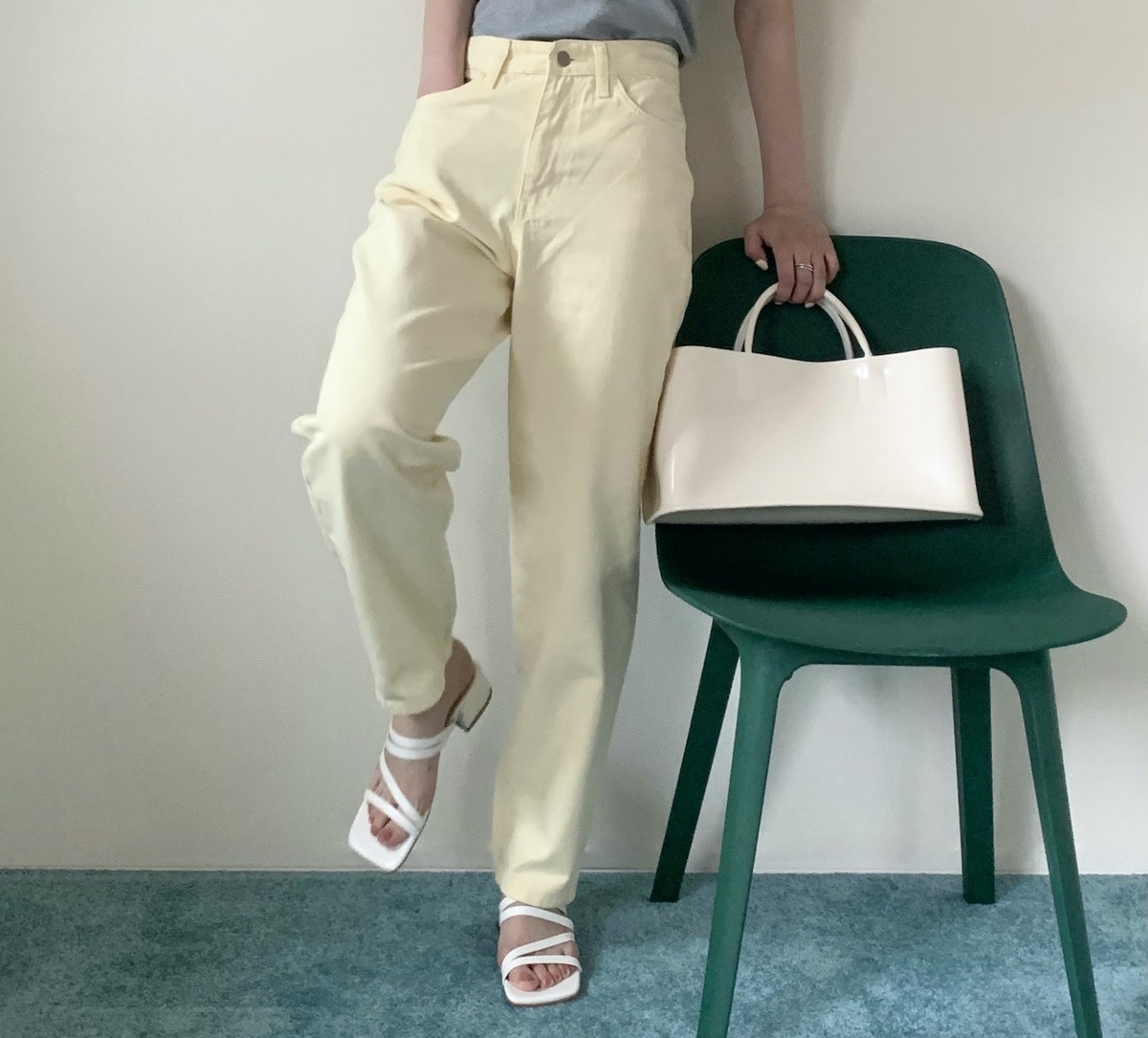 pastel color denim pants YELLOW NANU.Im