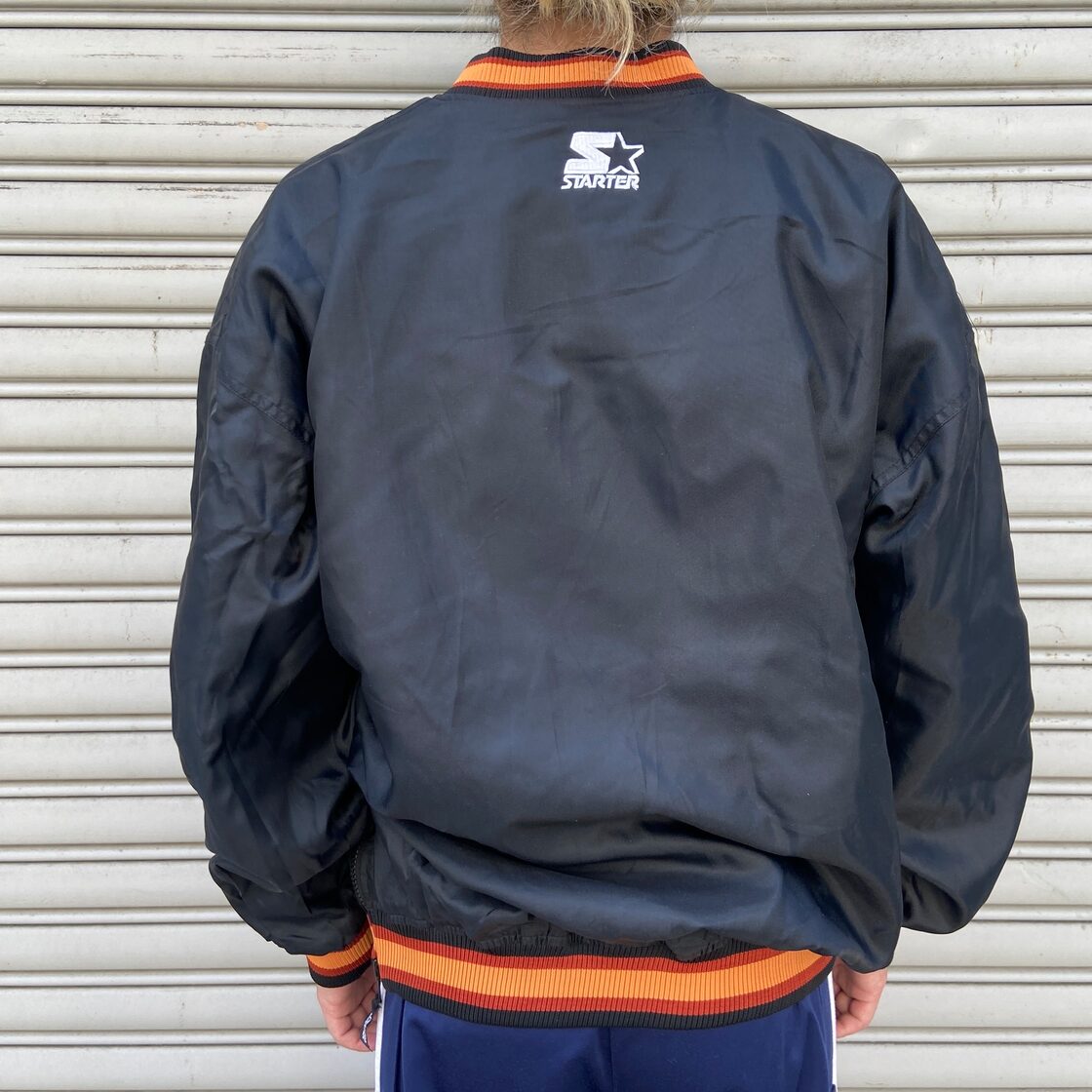 90s スターター NFL スーパーボウル Vネックナイロンプルオーバー 黒 L 