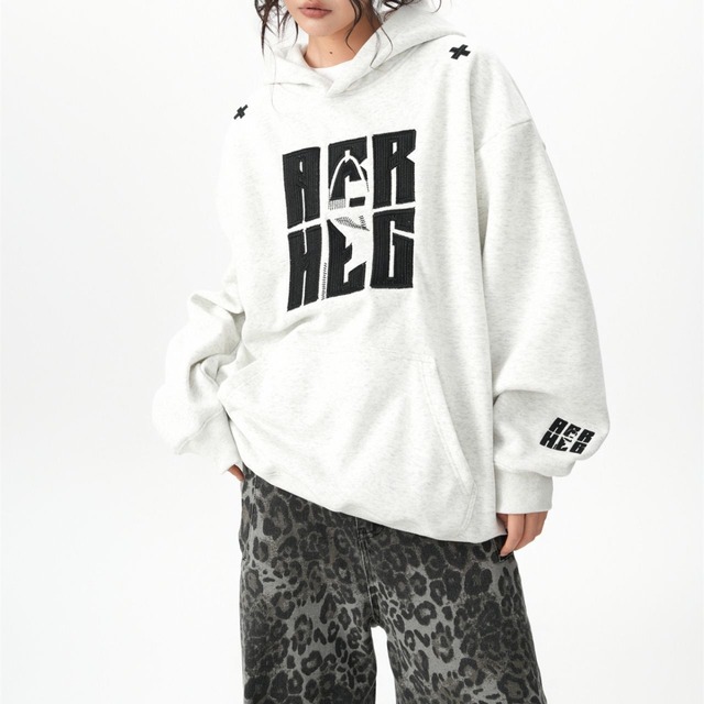 ボールドレタリングルーズパーカー 2col   R01103