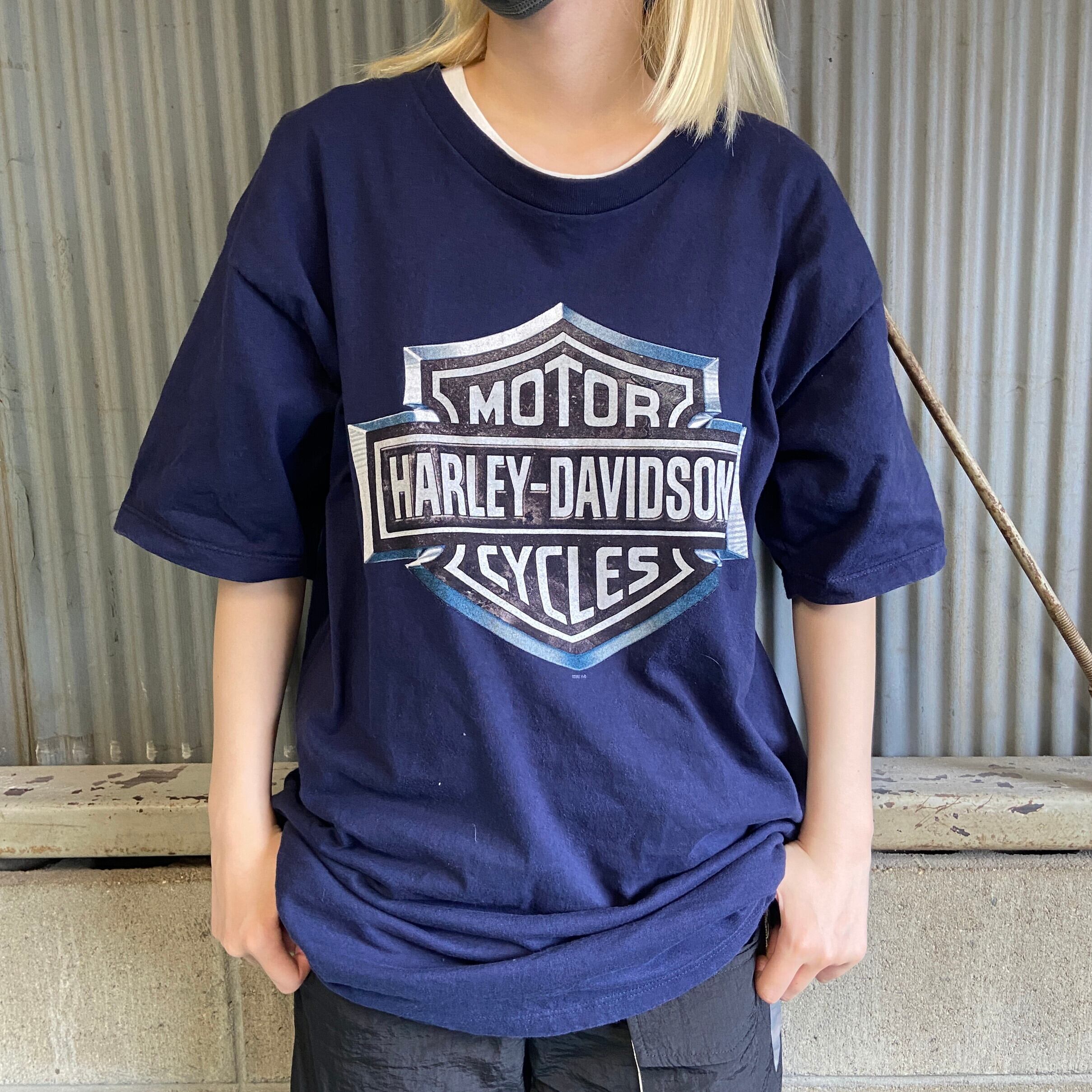 【希少】  ハーレーダビッドソン 両面プリント tシャツ ネイビー XL