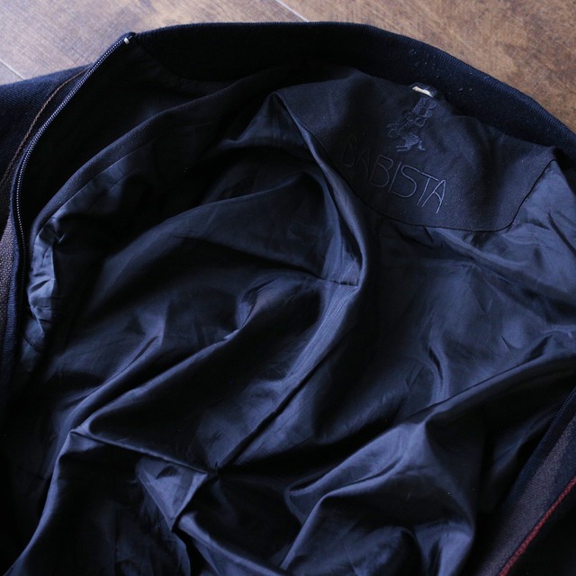 fake suede switching design zip-up knit blouson