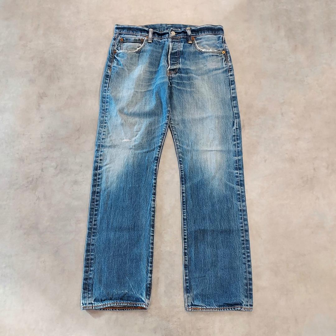 リーバイス501 Levis W33 ブルーデニム 青 ヒゲ 古着 18132