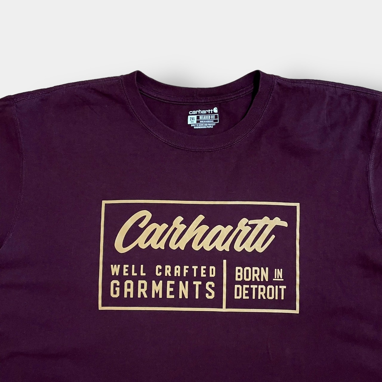 【Carhartt】2XL ビッグシルエット ロゴ プリント  Tシャツ カーハート バーガンディ US古着