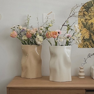 avril ceramic vase 2colors / アヴリル セラミック ベース オブジェ 花瓶 韓国インテリア雑貨