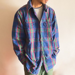 made in usa 90s  Lee check　denim cotton　shirt {アメリカ製　９０s  Lee　タータンチェック　 デニムコットン　シャツ　古着　メンズ}ユニセックス