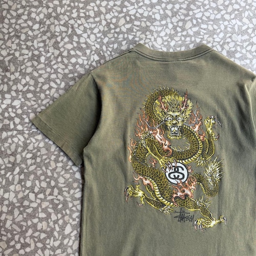 STUSSY / 90’s usa製 fade Dragon T-shirt size S
