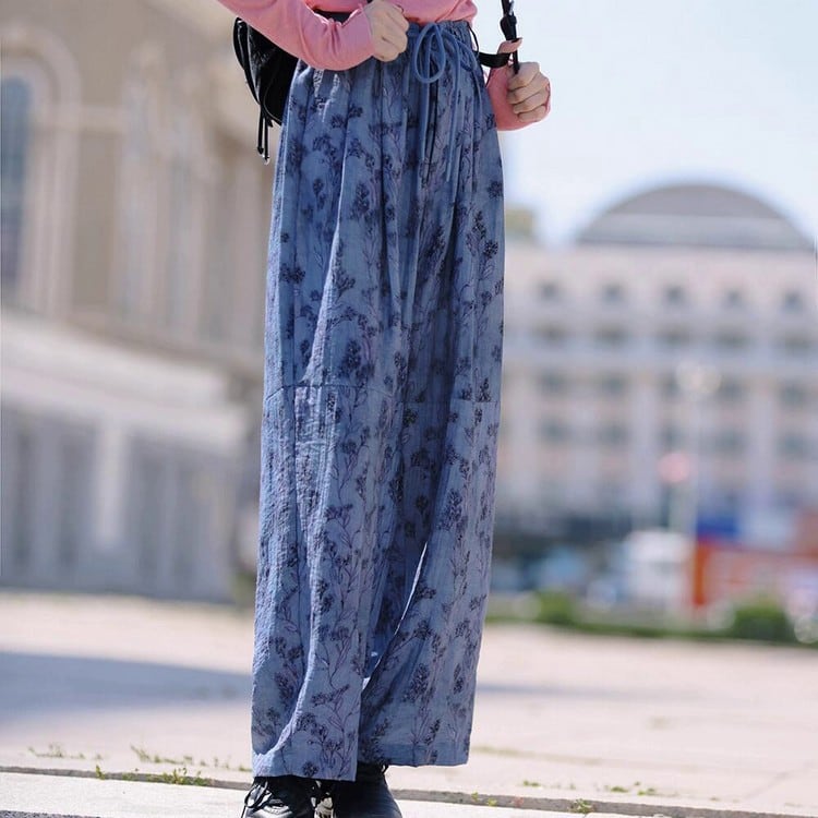 プリント ドレープカジュアルパンツ B0117