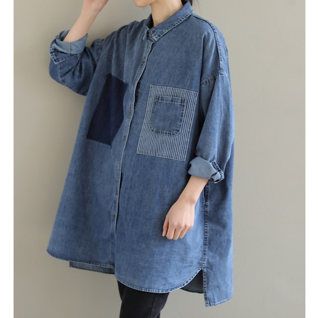 パッチポケットデニムシャツ（1色）10950