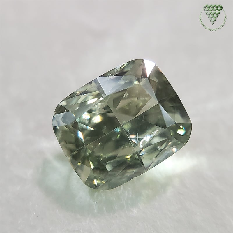 0.406 ct FANCY DARK GRAY GREEN SI2 CGL 天然 グレー グリーン ダイヤモンド ルース クッションシェイプ |  DIAMOND EXCHANGE FEDERATION