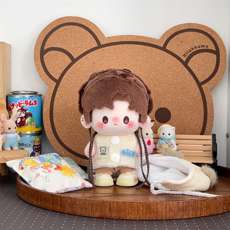 10cm ぬいぐるみ用 かわいい ドッグ ベスト+パンツ+帽子 着せ替え 3点
