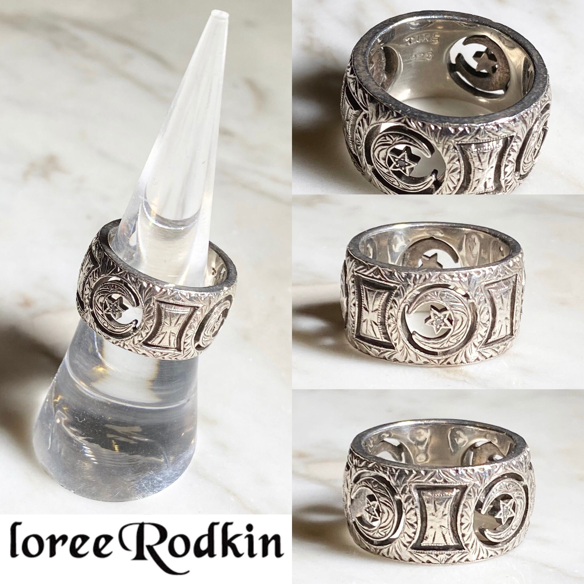 LOREE RODKIN silver crescent moon band ring | NOIR ONLINE