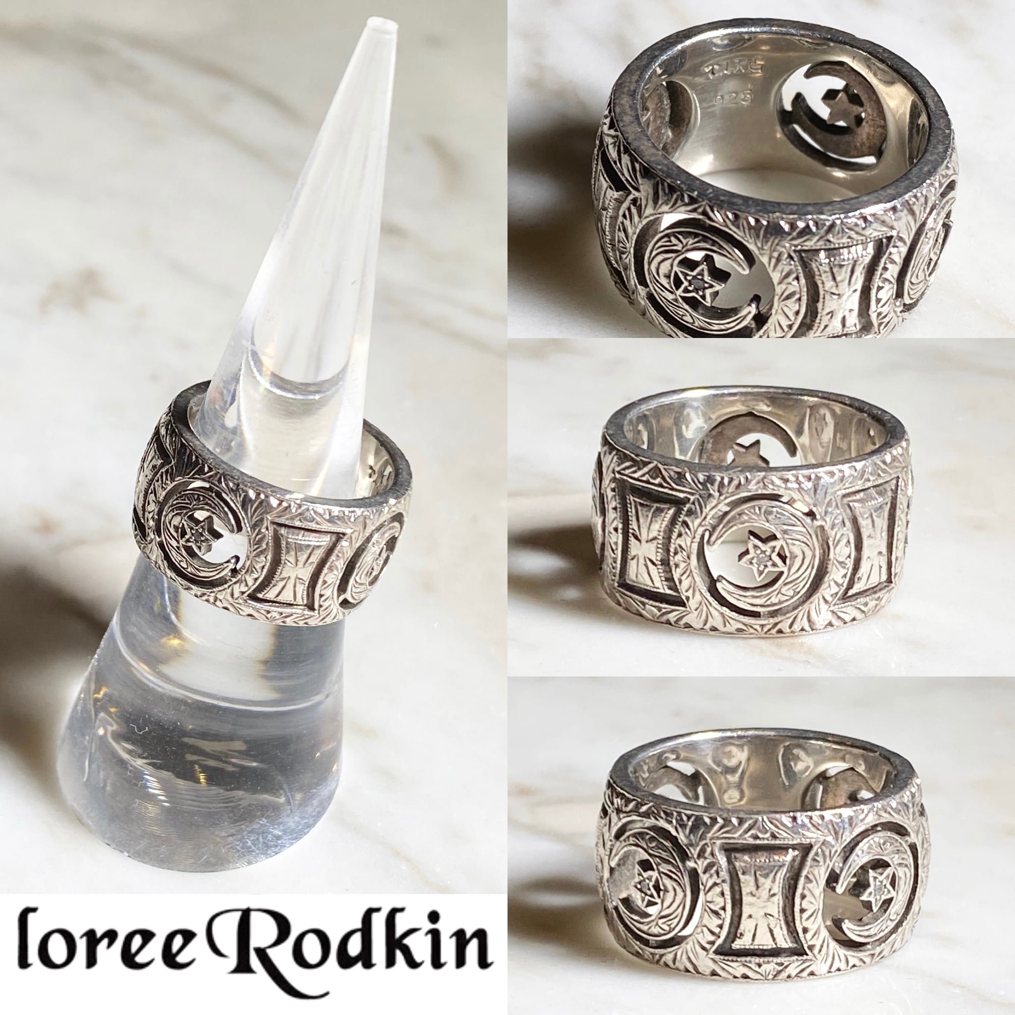 LOREE RODKIN silver crescent moon band ring | NOIR ONLINE
