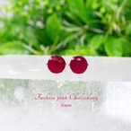 フューシャピンクカルセドニー・ピアス　６mm（１ペア）