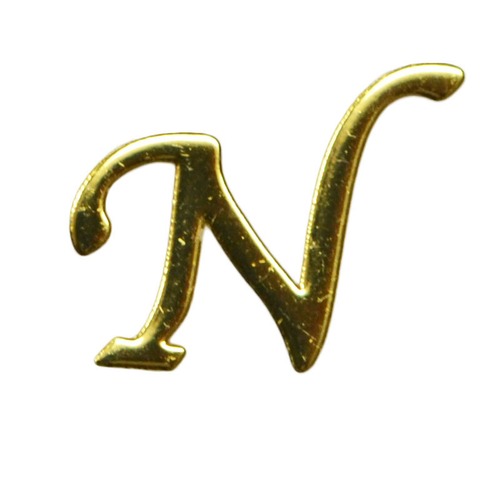 アルファベットイニシャルメタルパーツ!N/ゴールド・人気の書体8mmx7mm 10枚