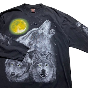 Wolf & Moon print long sleeves tee