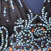 社交ダンス 衣装 ワンピース ドレス ベロア 黒 高級感 デモ 競技 パーティ 発表会 緑 青 クロッチ ブラック系 エレガント フォーマル 競技会 女性用 大人用 おしゃれ 上品 ストレッチ パーティードレス クラシック