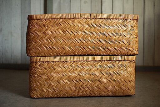 状態の良い古い竹編みの収納かご | denbee 古道具