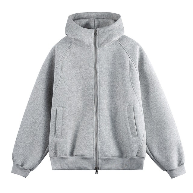 Stand collar double zip hoodie ( 3color )