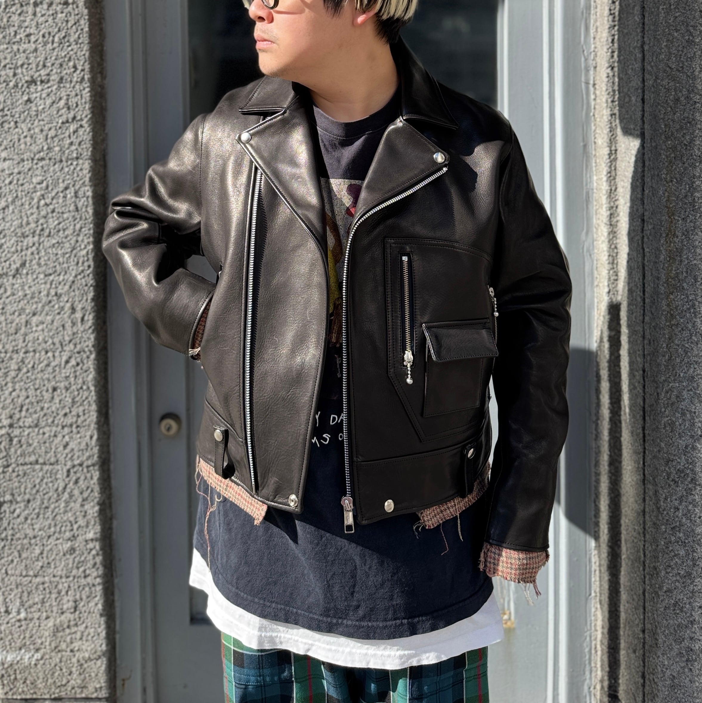SEVESKIG / Cow Leather D-Pocket Riders / BLACK | ふぁいん