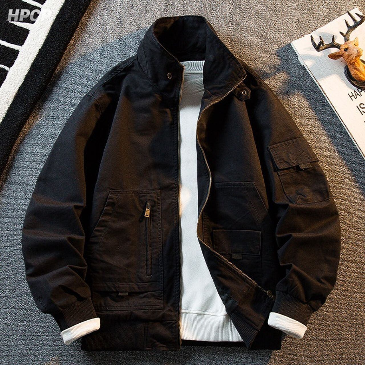 Retro Stand-Collar Flight Jacket(MT1696)
