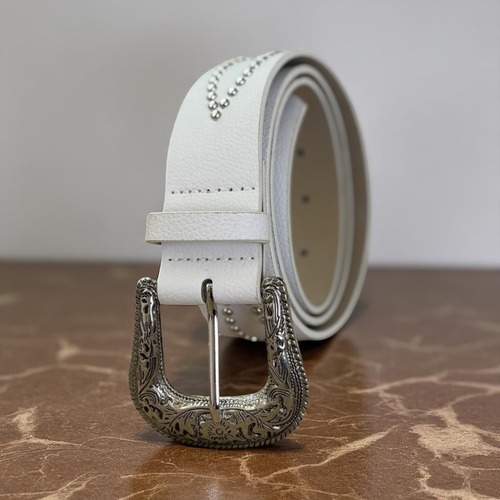 ウエスタンベルト y2k リベット ホワイト 古着 アメカジ wb89