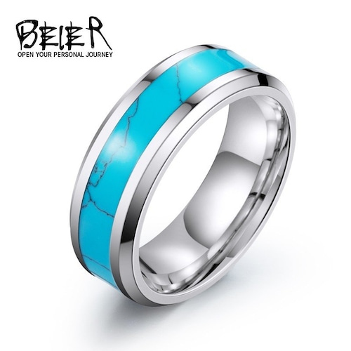 【送料無料】 メンズ リング 指輪 レトロ ユニセックス 青 ブルー レディース ステンレス ジオメトリック 石 10000468