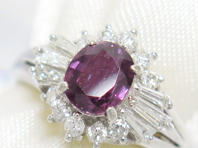 完売しました】パープルサファイア ダイヤリング プラチナ ジュエリー