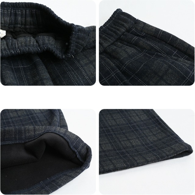 check wide-leg pants　J00334