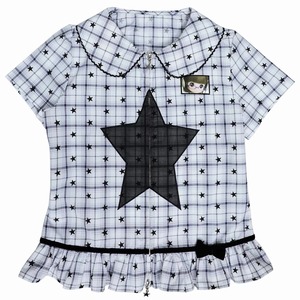 [Hashtag DDD] Star Plaid Doll Collar Zipper Shirt