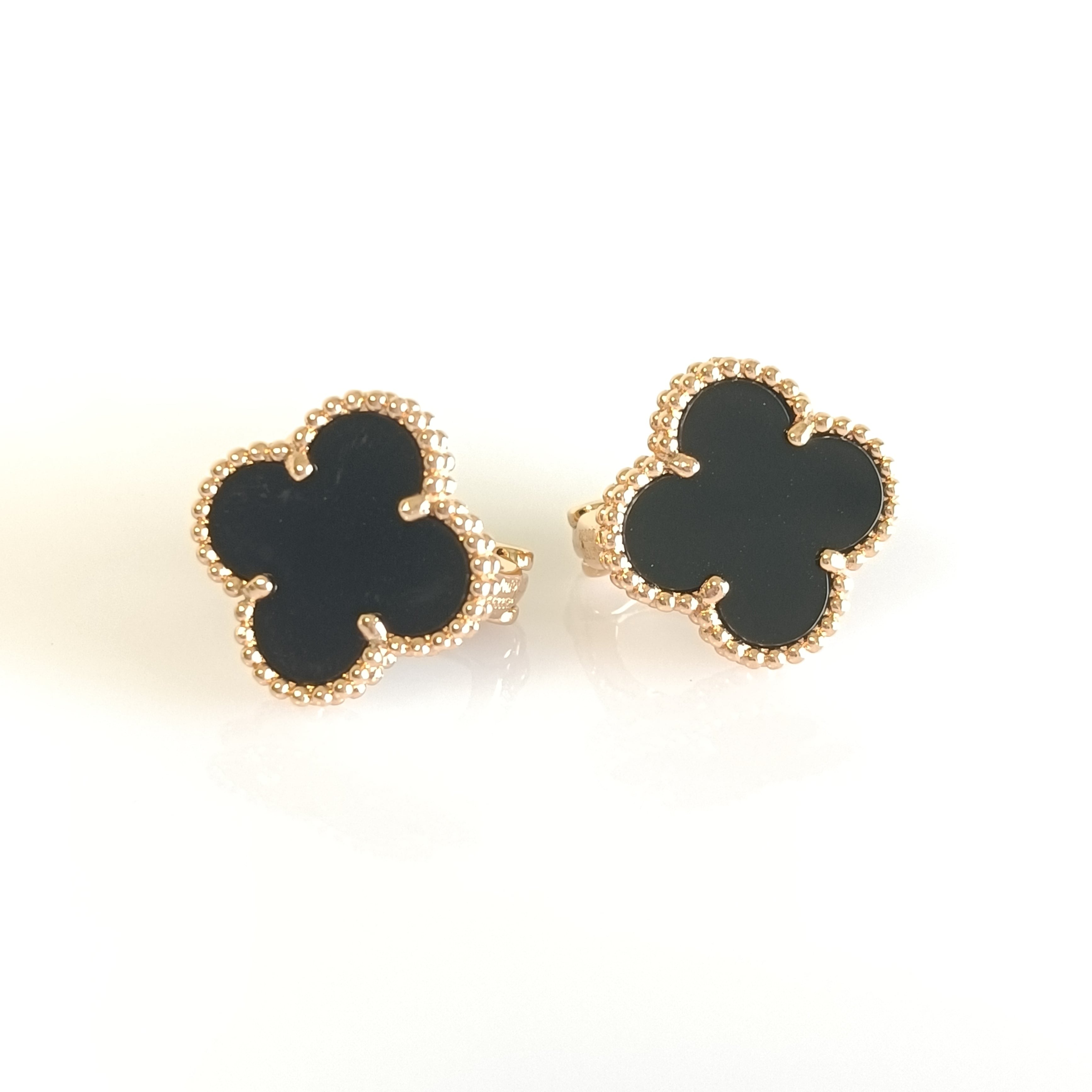 オニキス ローズゴールド クローバーピアス 15mm | olive&caty