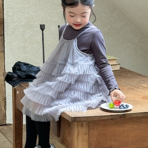 秋レイヤードチュールワンピース