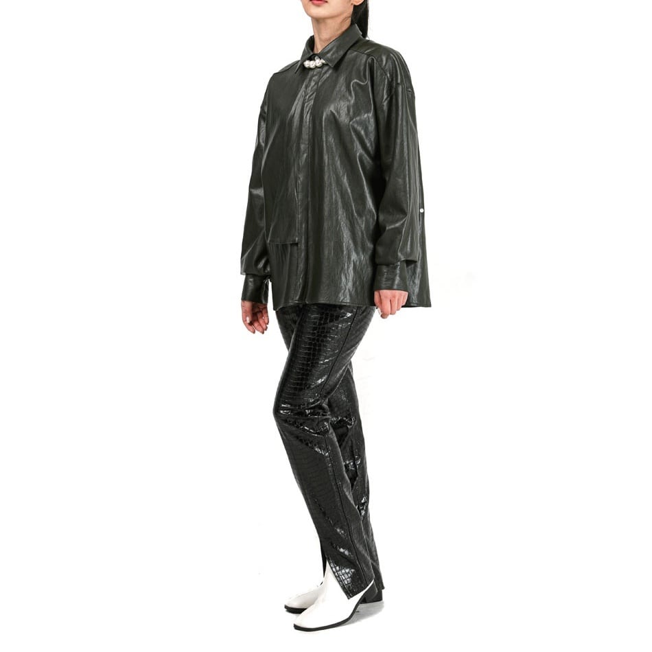 2color ECO leather oversized shirt[lamodechief] 正規品 BTS JUNGKOOK ジョングク グク  プライベート着用モデル