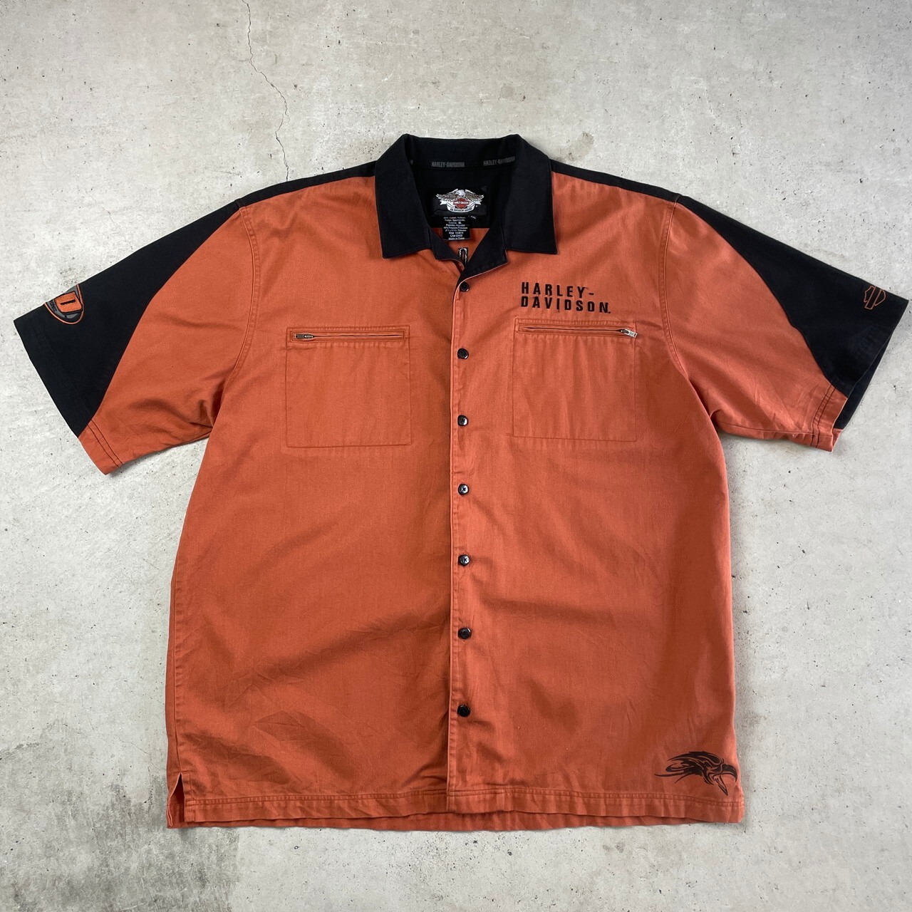 ビッグサイズ Harley-Davidson ハーレーダビッドソン バックロゴ刺繍 
