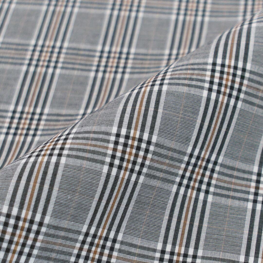 atelier naruse アトリエナルセ コットンネックリブTシャツ・グレンチェック