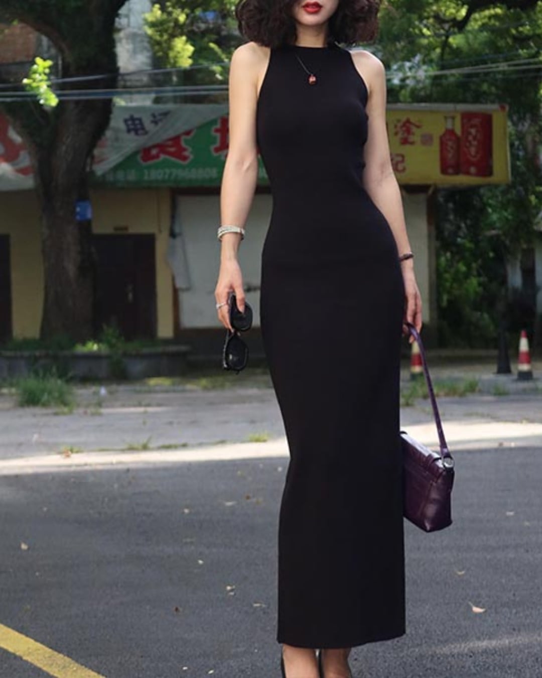 スリムニットロングワンピース S25236