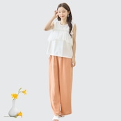 TRUBE 2ポケットギャザーワイドパンツ【M~L】サーモン