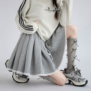 【送料無料】 スウェット プリーツ スカート レディース 春秋 韓国 ミニスカート 大人 かわいい きれいめ カジュアル おしゃれ ゆったり リラックス 大人可愛い 大人女子