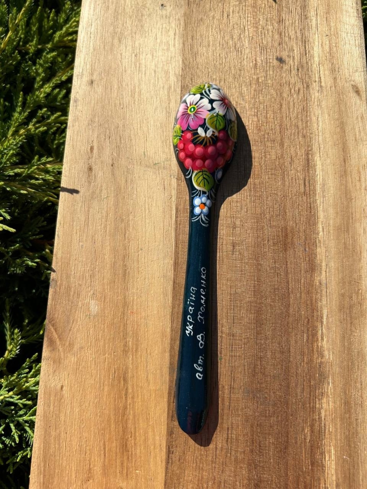 ペトリキフカ塗り　木製スプーン（ホメンコ作) 16cm - 4