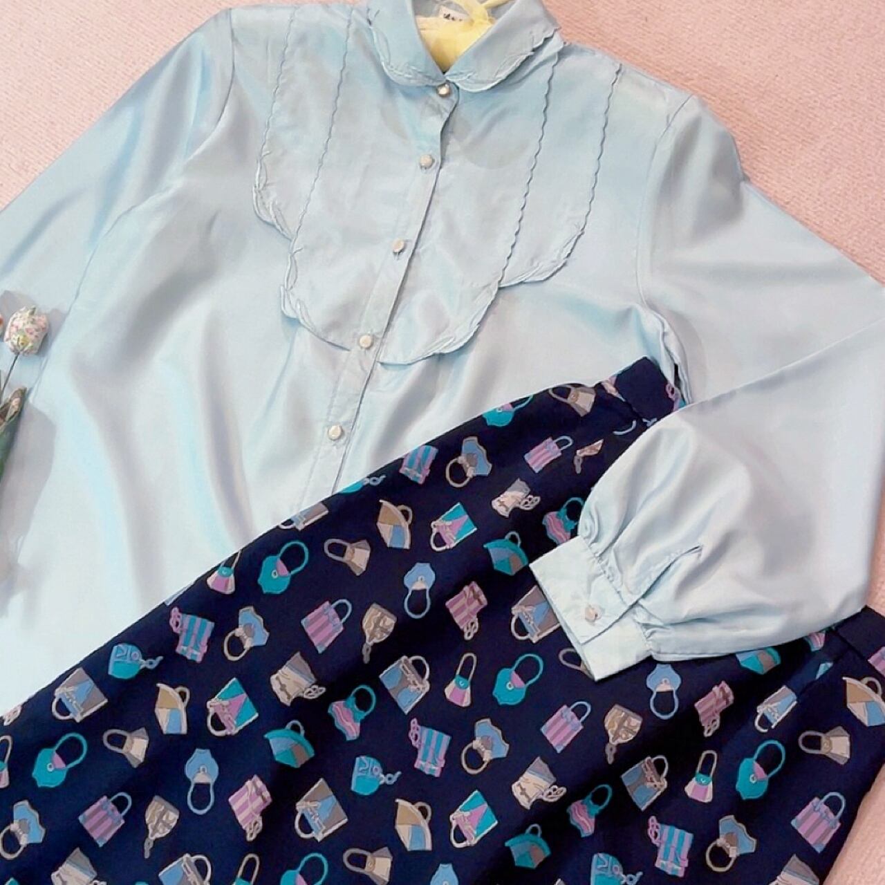 mint green embroidery blouse